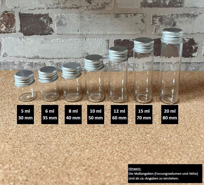 Mini Glasfläschchen mit Alu Schraubverschluss